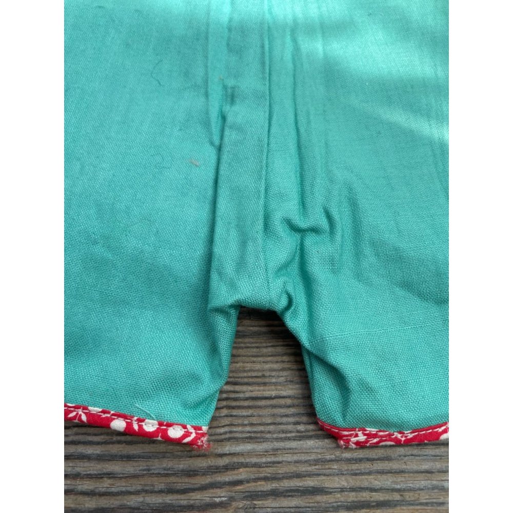 Vintage 1930s Green Cotton Infant One Piece Romper Milk glass Buttons - Picture 6 of 11